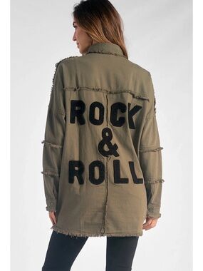 Elan Devan Olive 'Rock & Roll' jacket NWT